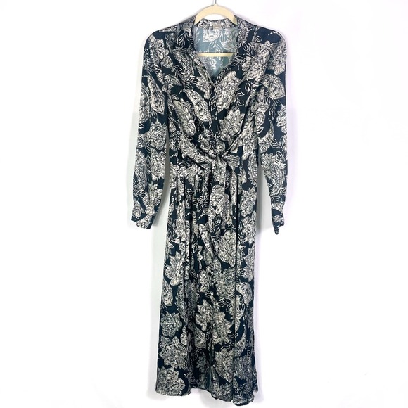 Shoshanna Essie Dress Black Ivory Floral Print Long Sleeve Shirt Dress Size 6 - Picture 6 of 15